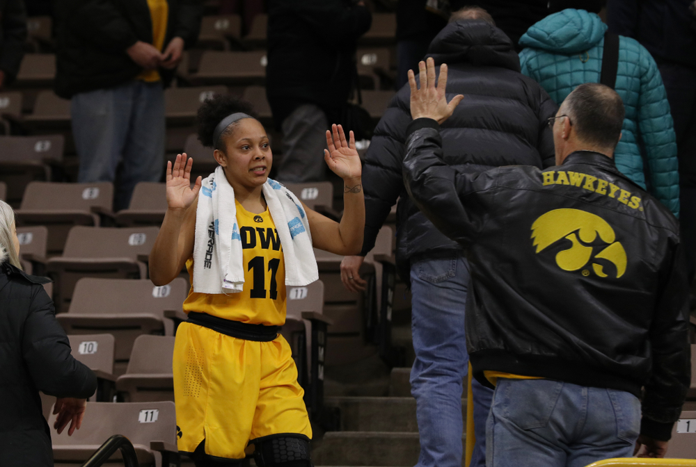 Iowa Hawkeyes guard Tania Davis (11) against the Michigan State Spartans Thursday, February 7, 2019 at Carver-Hawkeye Arena. (Brian Ray/hawkeyesports.com)