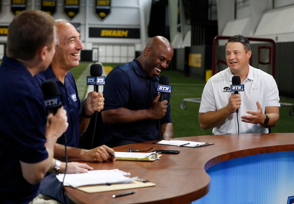 Iowa Hawkeyes offensive coordinator Brian Ferentz on the Big Ten Network set Monday, August 20, 2018 at the Hansen Football Performance Center. (Brian Ray/hawkeyesports.com)