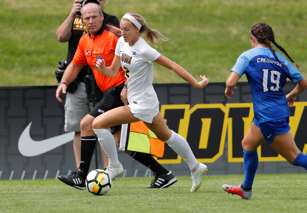 Iowa Hawkeyes Hailey Rydberg (2) against the Creighton Bluejays Sunday, August 19, 2018 at the Iowa Soccer Complex. (Brian Ray/hawkeyesports.com)