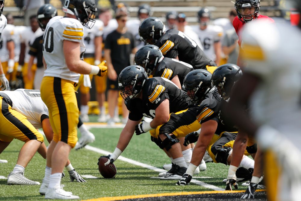 Iowa Hawkeyes offensive lineman Keegan Render (69) during Kids Day Saturday, August 11, 2018 at Kinnick Stadium. (Brian Ray/hawkeyesports.com)