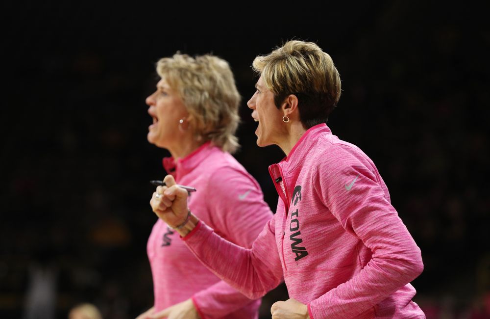 Iowa Hawkeyes associate head coach Jan Jensen against the seventh ranked Maryland Terrapins Sunday, February 17, 2019 at Carver-Hawkeye Arena. (Brian Ray/hawkeyesports.com)