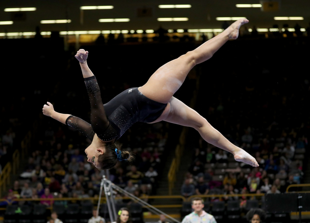 Iowa’s Dani Castillo competes on the beam against Michigan Friday, February 14, 2020 at Carver-Hawkeye Arena. (Brian Ray/hawkeyesports.com)