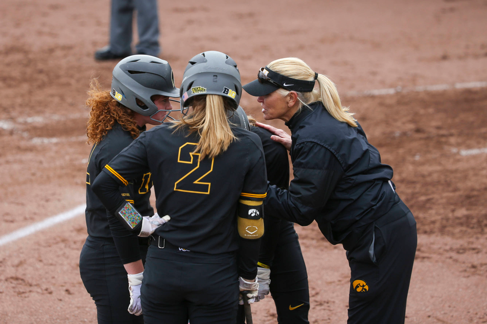 Iowa head coach Renee Gillispie at game 2 vs Northwestern on Saturday, March 30, 2019 at Bob Pearl Field. (Lily Smith/hawkeyesports.com)