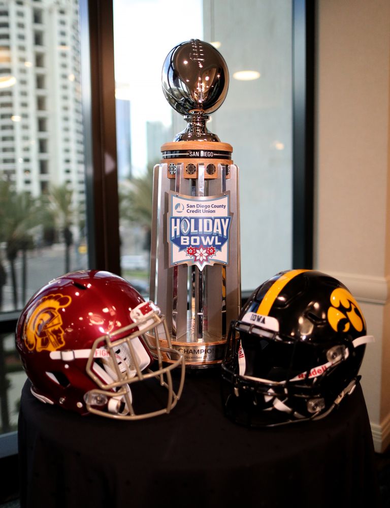 The Holiday Bowl trophy during a press conference leading up to the Holiday Bowl Thursday, December 26, 2019 in San Diego. (Brian Ray/hawkeyesports.com)