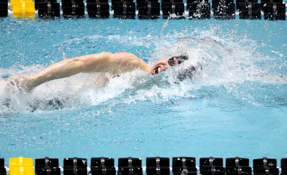 Iowa's Mateusz Arndt swims the second leg of the 800 freestyle relay at the 2019 Big Ten Swimming and Diving meet Wednesday, February 27, 2019 at the Campus Wellness and Recreation Center. (Brian Ray/hawkeyesports.com)
