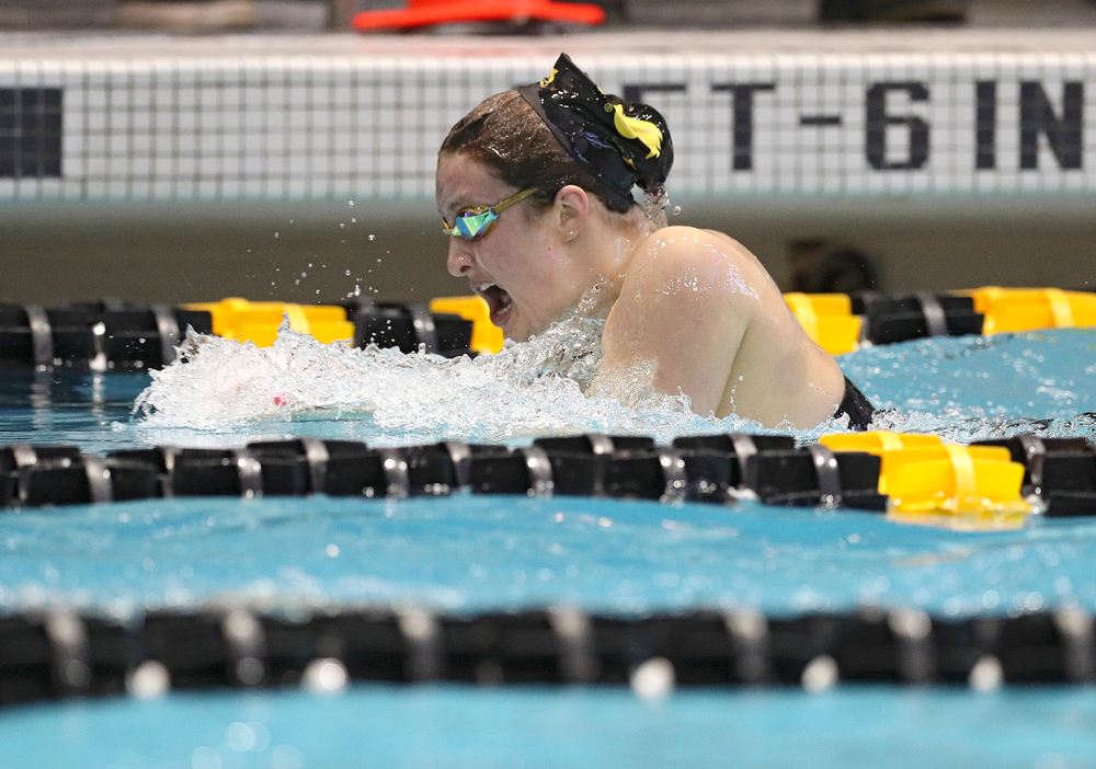 Iowa’s Lexi Horner swims the women’s 400 yard individual medley preliminary event during the 2020 Women’s Big Ten Swimming and Diving Championships at the Campus Recreation and Wellness Center in Iowa City on Friday, February 21, 2020. (Stephen Mally/hawkeyesports.com)