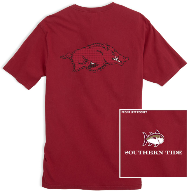 Arkansas Razorbacks Southern Tide Short Sleeve Skipjack Fill T