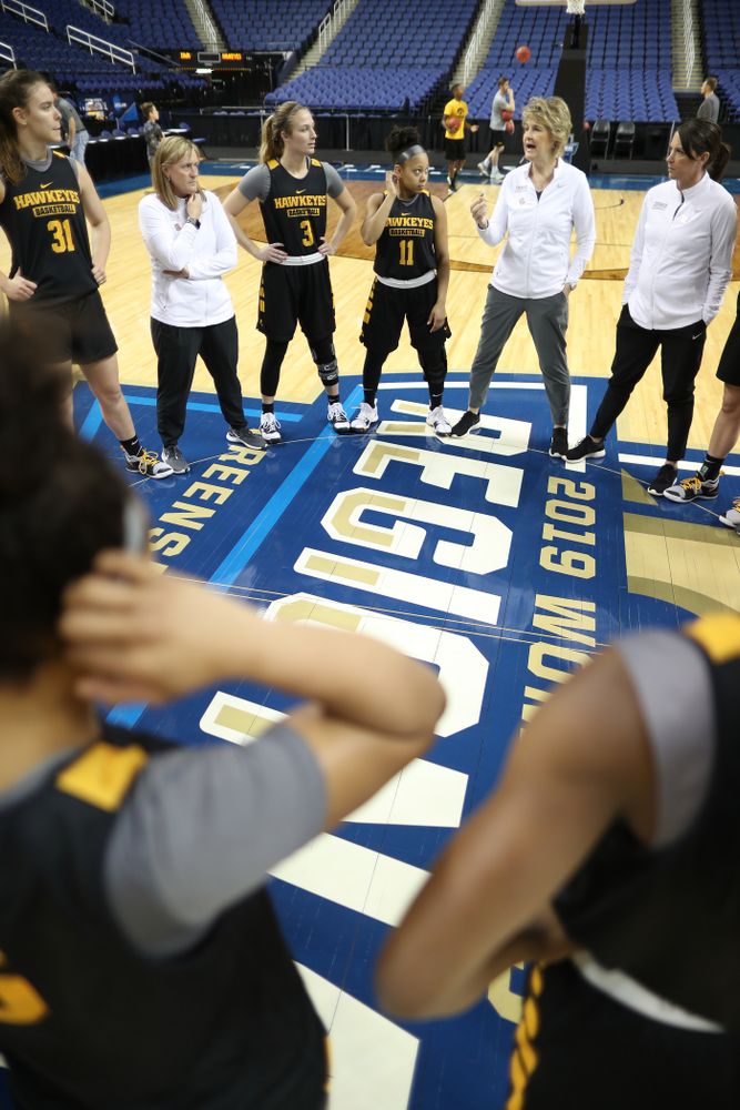 Iowa Hawkeyes head coach Lisa Bluder during practice and media before the regional final of the 2019 NCAA Women's College Basketball Tournament against the Baylor Bears Sunday, March 31, 2019 at Greensboro Coliseum in Greensboro, NC.(Brian Ray/hawkeyesports.com)