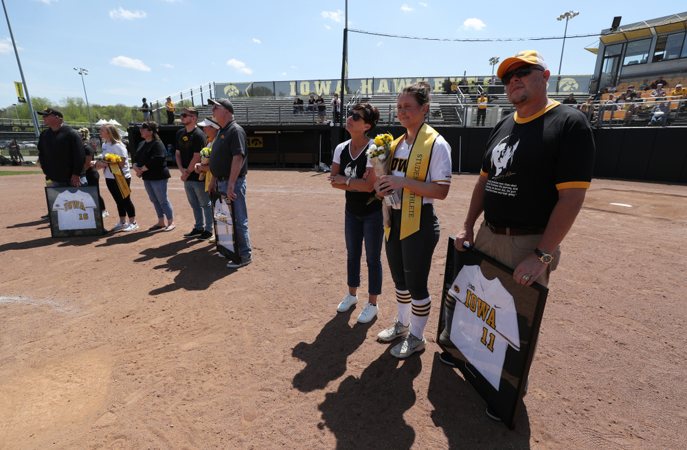 Iowa Hawkeyes Mallory Kilian (11) during senior day festivities following their game against the Ohio State Buckeyes Sunday, May 5, 2019 at Pearl Field. (Brian Ray/hawkeyesports.com)ic