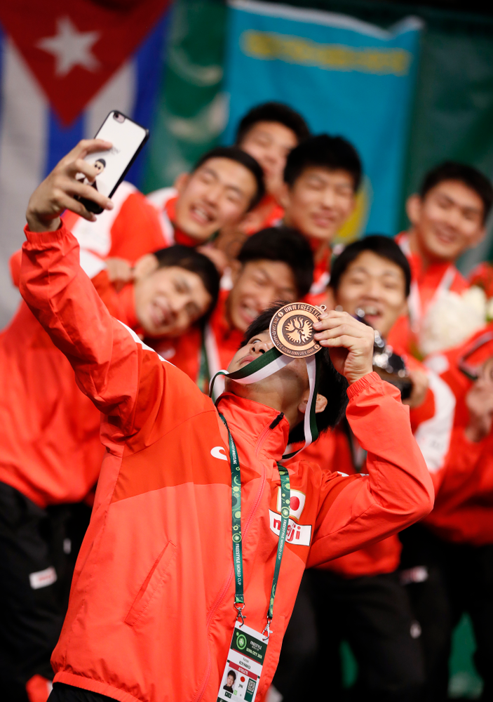 Japan following the United World Wrestling Freestyle World Cup Sunday, April 8, 2018 at Carver-Hawkeye Arena. (Brian Ray/hawkeyesports.com)