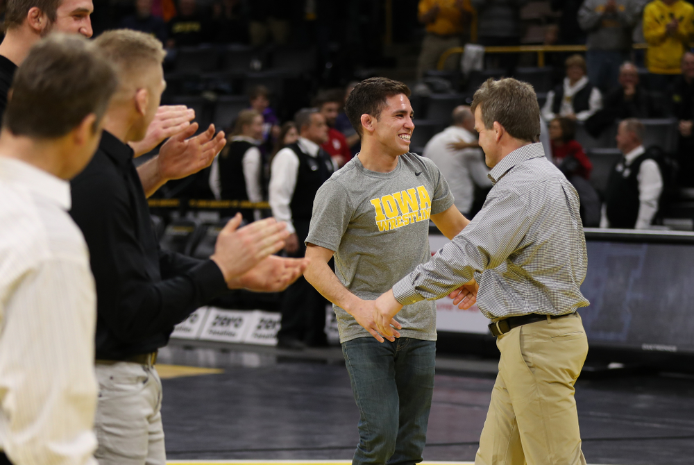 Iowa senior Perez Perez during senior night following their meet against the Indiana Hoosiers Friday, February 15, 2019 at Carver-Hawkeye Arena. (Brian Ray/hawkeyesports.com)