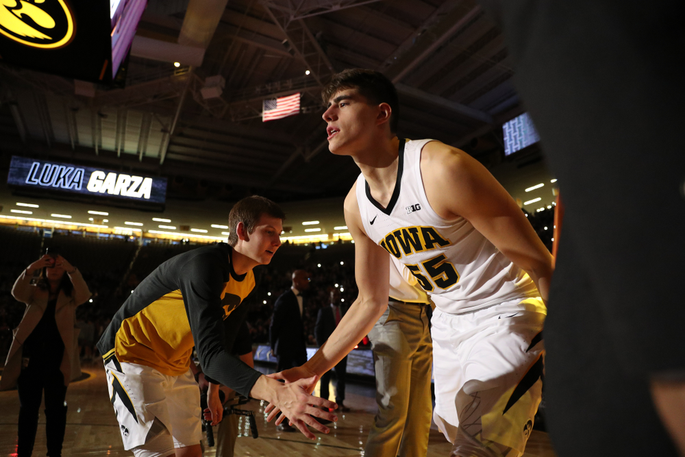Iowa Hawkeyes forward Luka Garza (55) against the Northwestern Wildcats Sunday, February 10, 2019 at Carver-Hawkeye Arena. (Brian Ray/hawkeyesports.com)