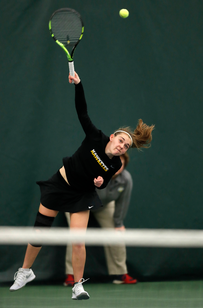 Zoe Douglas against Ohio State Sunday, March 25, 2018 at the Hawkeye Tennis and Recreation Center. (Brian Ray/hawkeyesports.com)