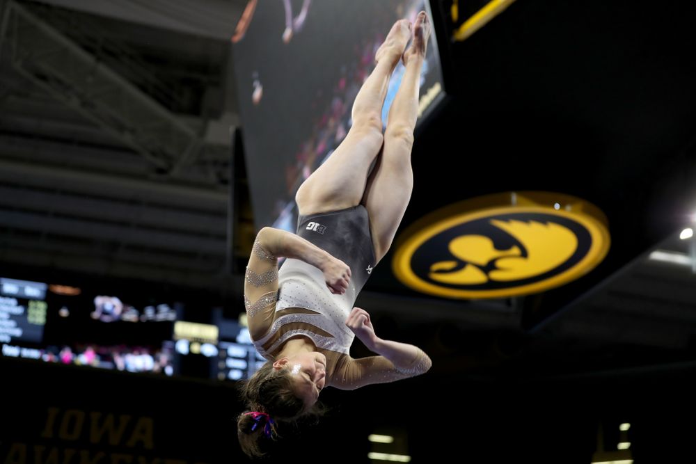 IowaÕs Bridget Killian competes on the beam against Ball State and Air Force Saturday, January 11, 2020 at Carver-Hawkeye Arena. (Brian Ray/hawkeyesports.com)
