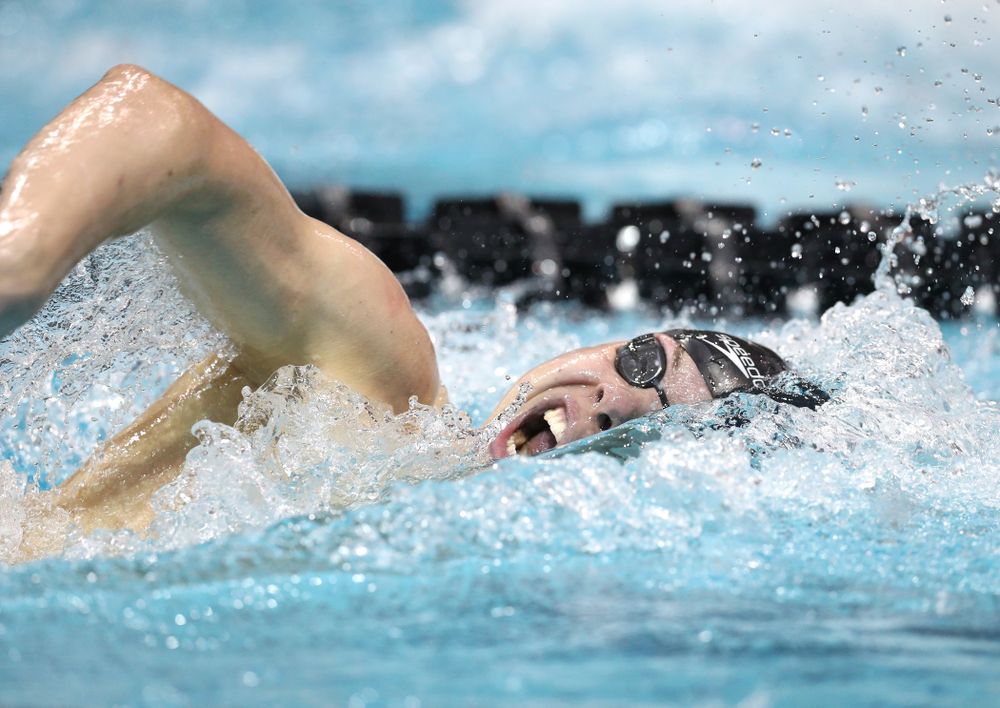 Iowa's Mateusz Arndt swims the 500-yard freestyle during the bonus finals of the second day at the 2019 Big Ten Swimming and Diving Championships Thursday, February 28, 2019 at the Campus Wellness and Recreation Center. (Brian Ray/hawkeyesports.com)