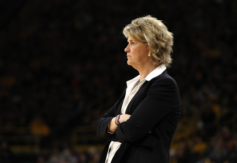 Iowa Hawkeyes head coach Lisa Bluder against the Northwestern Wildcats Sunday, March 3, 2019 at Carver-Hawkeye Arena. (Brian Ray/hawkeyesports.com)