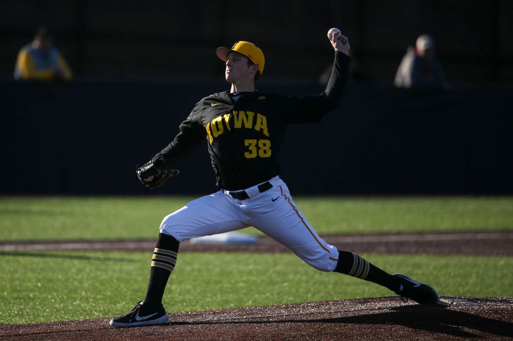 Iowa pitcher Trenton Wallace at the game vs. Bradley on Tuesday, March 26, 2019 at (place). (Lily Smith/hawkeyesports.com)