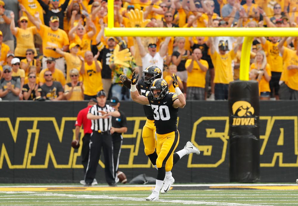 Iowa Hawkeyes defensive back Jake Gervase (30) against the Northern Illinois Huskies Saturday, September 1, 2018 at Kinnick Stadium. (Brian Ray/hawkeyesports.com)