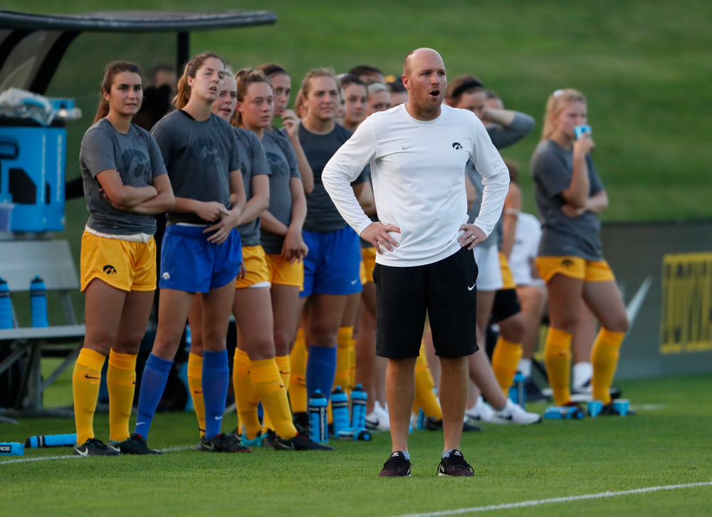 Iowa Hawkeyes assistant coach Rade Tanaskovic against the Missouri Tigers Friday, August 17, 2018 at the Iowa Soccer Complex. (Brian Ray/hawkeyesports.com)