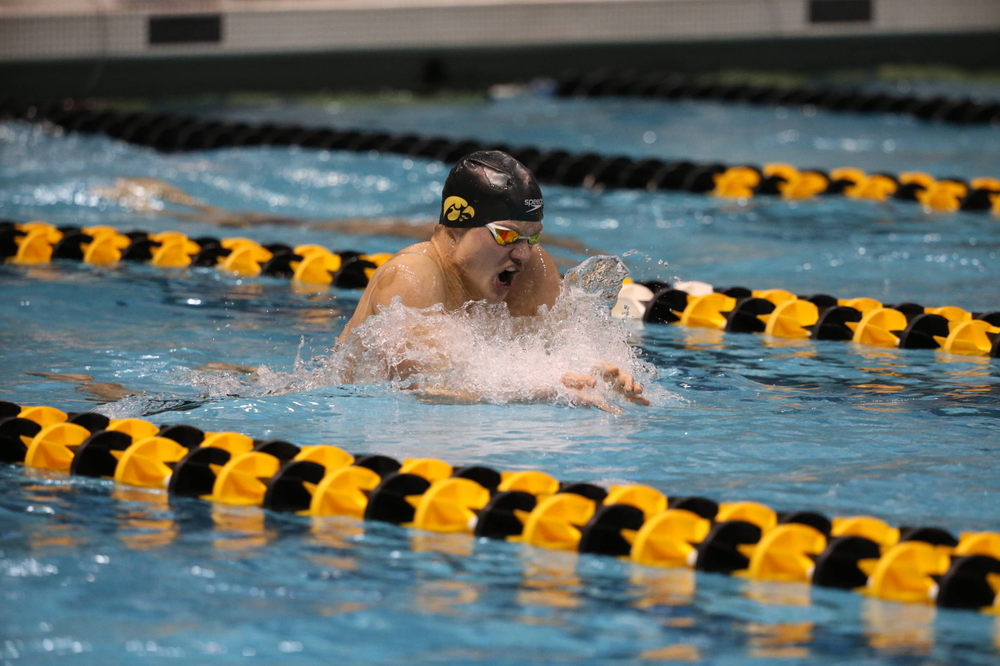 Iowa's Anze Fers Erzan at the 400-yard medley race Friday, March 1, 2019 at the Campus Recreation and Wellness Center. (Lily Smith/hawkeyesports.com)