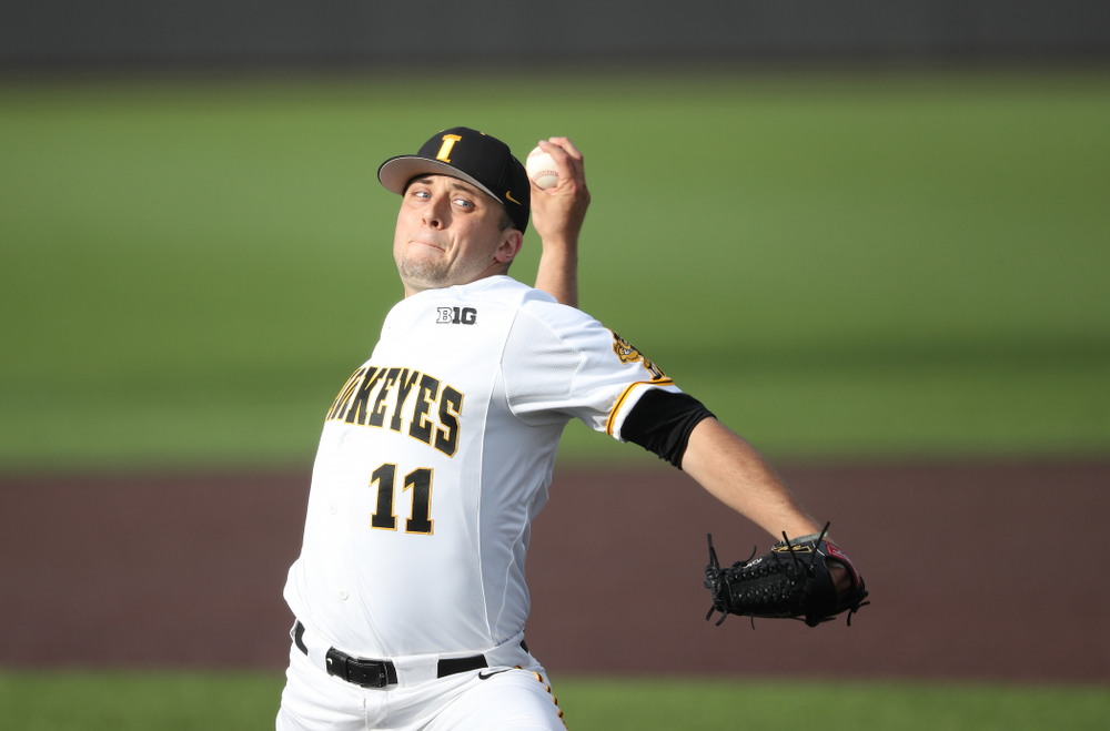 Iowa Hawkeyes Cole McDonald (11) during game one against UC Irvine Friday, May 3, 2019 at Duane Banks Field. (Brian Ray/hawkeyesports.com)