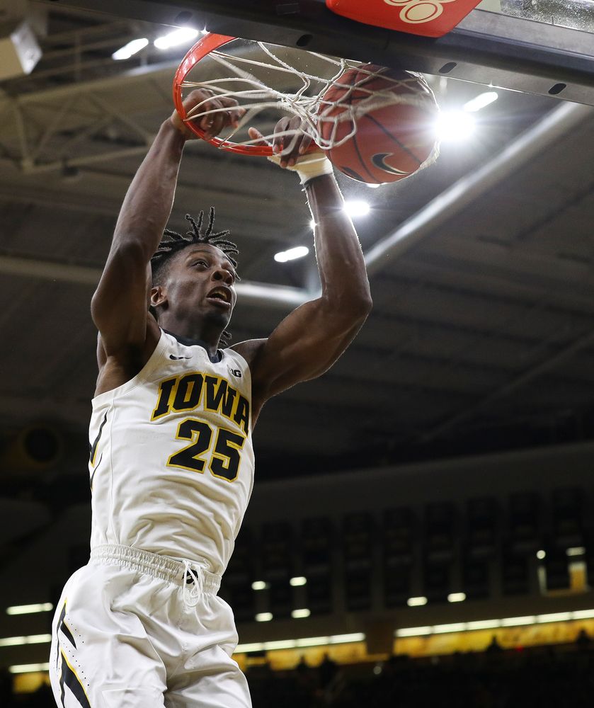 Iowa Hawkeyes forward Tyler Cook (25) dunks the ball during a game against Alabama State at Carver-Hawkeye Arena on November 21, 2018. (Tork Mason/hawkeyesports.com)