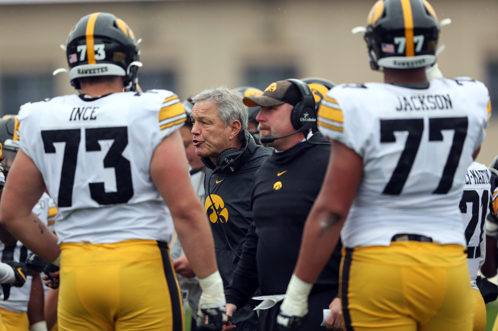 Iowa Hawkeyes head coach Kirk Ferentz against the Northwestern Wildcats Saturday, October 26, 2019 at Ryan Field in Evanston, Ill. (Brian Ray/hawkeyesports.com)