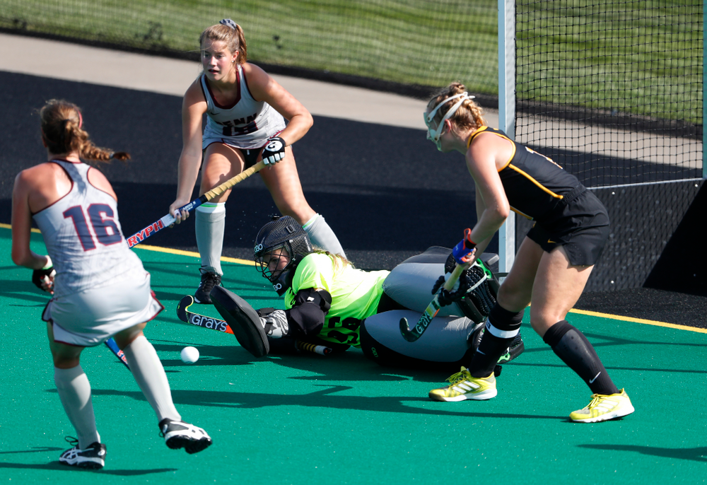 Iowa Hawkeyes Leslie Speight (96) makes a save against the Penn Quakers Friday, September 14, 2018 at Grant Field. (Brian Ray/hawkeyesports.com)