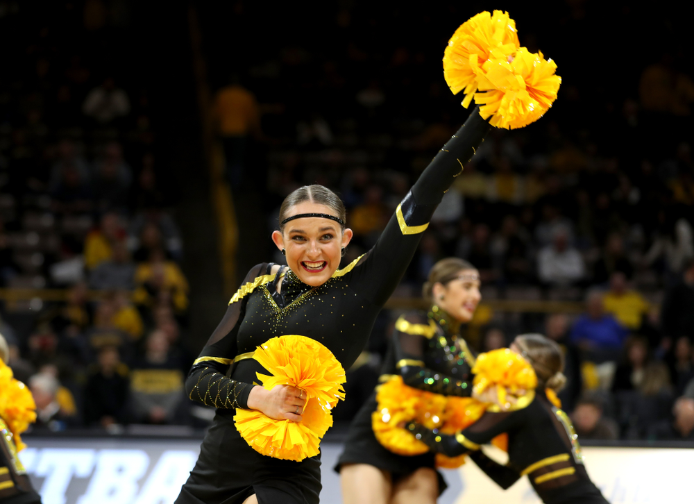 The Iowa Dance Team performs at halftime of the Iowa Hawkeyes game against the Maryland Terrapins Friday, January 10, 2020 at Carver-Hawkeye Arena. (Brian Ray/hawkeyesports.com)