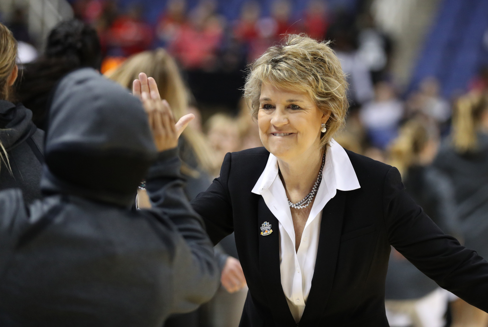 Iowa Hawkeyes head coach Lisa Bluder against the NC State Wolfpack in the regional semi-final of the 2019 NCAA Women's College Basketball Tournament Saturday, March 30, 2019 at Greensboro Coliseum in Greensboro, NC.(Brian Ray/hawkeyesports.com)