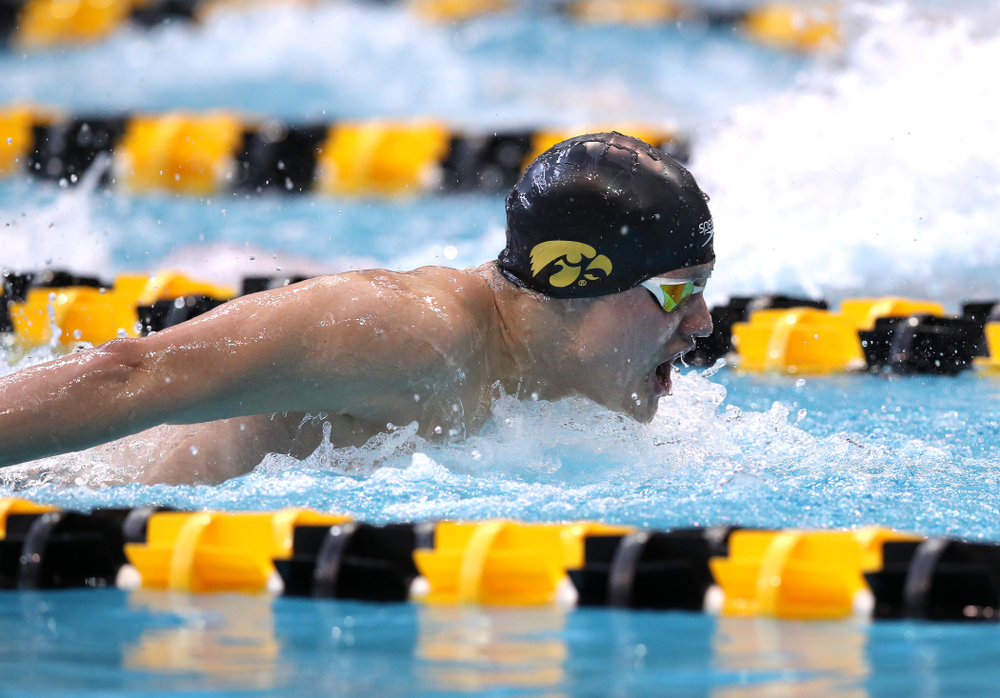 Iowa's Anze Fers Erzen swims in the preliminaries of the 200-yard IM during the 2019 Big Ten Swimming and Diving Championships Thursday, February 28, 2019 at the Campus Wellness and Recreation Center. (Brian Ray/hawkeyesports.com)