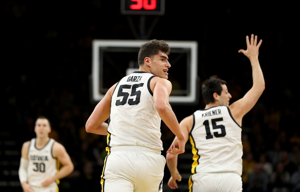 Iowa Hawkeyes forward Luka Garza (55) against the Ohio State Buckeyes Thursday, February 20, 2020 at Carver-Hawkeye Arena. (Brian Ray/hawkeyesports.com)