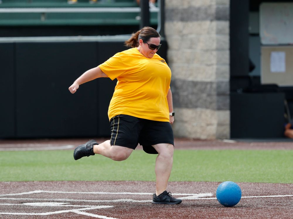 Head Field Hockey Coach Lisa Cellucci during the Iowa Student Athlete Kickoff Kickball game Sunday, August 19, 2018 at Duane Banks Field. (Brian Ray/hawkeyesports.com)