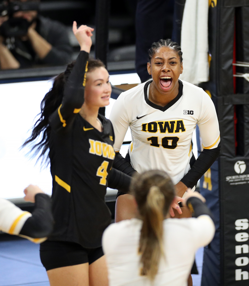 Iowa Hawkeyes outside hitter Griere Hughes (10) against Penn State Friday, November 1, 2019 at Carver Hawkeye Arena. (Brian Ray/hawkeyesports.com)