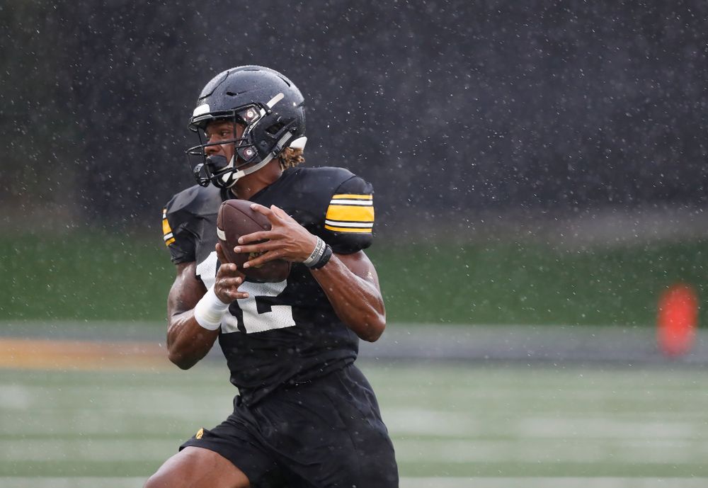 Iowa Hawkeyes wide receiver Brandon Smith (12) during camp practice No. 15 Monday, August 20, 2018 at the Hansen Football Performance Center. (Brian Ray/hawkeyesports.com)