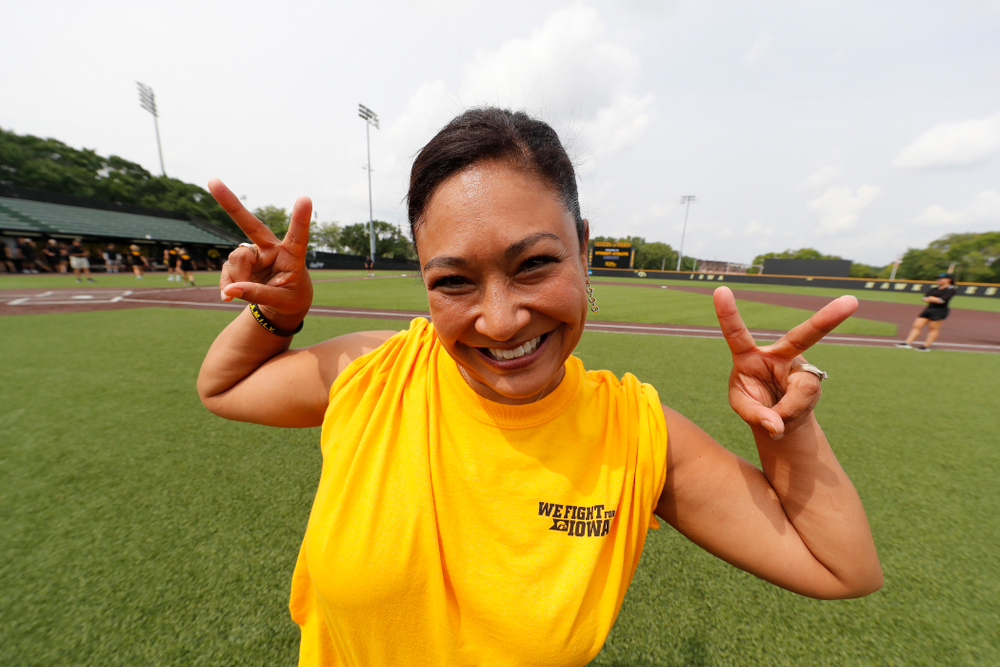 Head Women's Gymnastics Coach Larissa Libby during the Iowa Student Athlete Kickoff Kickball game Sunday, August 19, 2018 at Duane Banks Field. (Brian Ray/hawkeyesports.com)