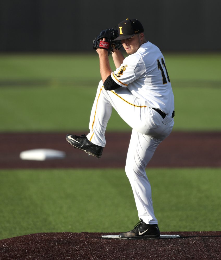 Iowa Hawkeyes Cole McDonald (11) against the Michigan State Spartans Friday, May 10, 2019 at Duane Banks Field. (Brian Ray/hawkeyesports.com)