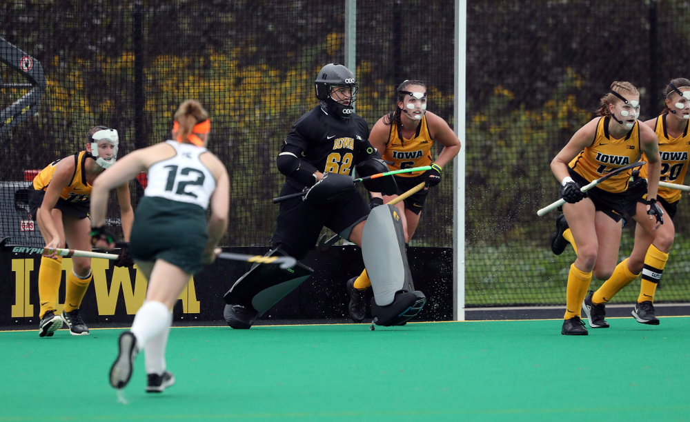 Iowa Hawkeyes goaltender Grace McGuire (62) against the Michigan State Spartans Sunday, September 29, 2019 at Grant Field. (Brian Ray/hawkeyesports.com)