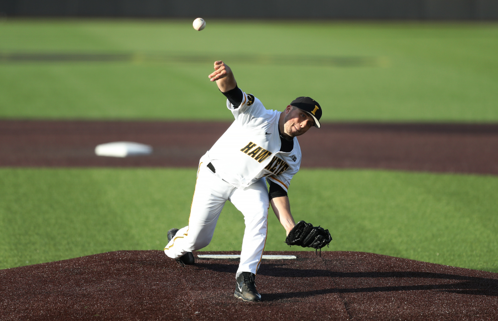 Iowa Hawkeyes Cole McDonald (11) against the Michigan State Spartans Friday, May 10, 2019 at Duane Banks Field. (Brian Ray/hawkeyesports.com)