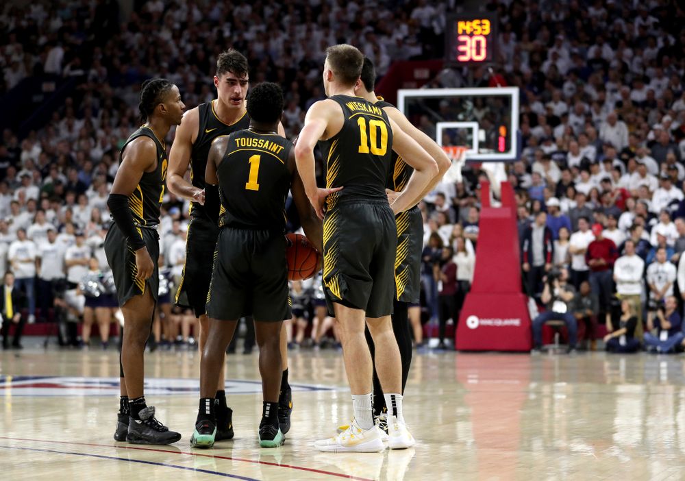 Iowa Hawkeyes forward Luka Garza (55) against Penn State Saturday, January 4, 2020 at the Palestra in Philadelphia. (Brian Ray/hawkeyesports.com)