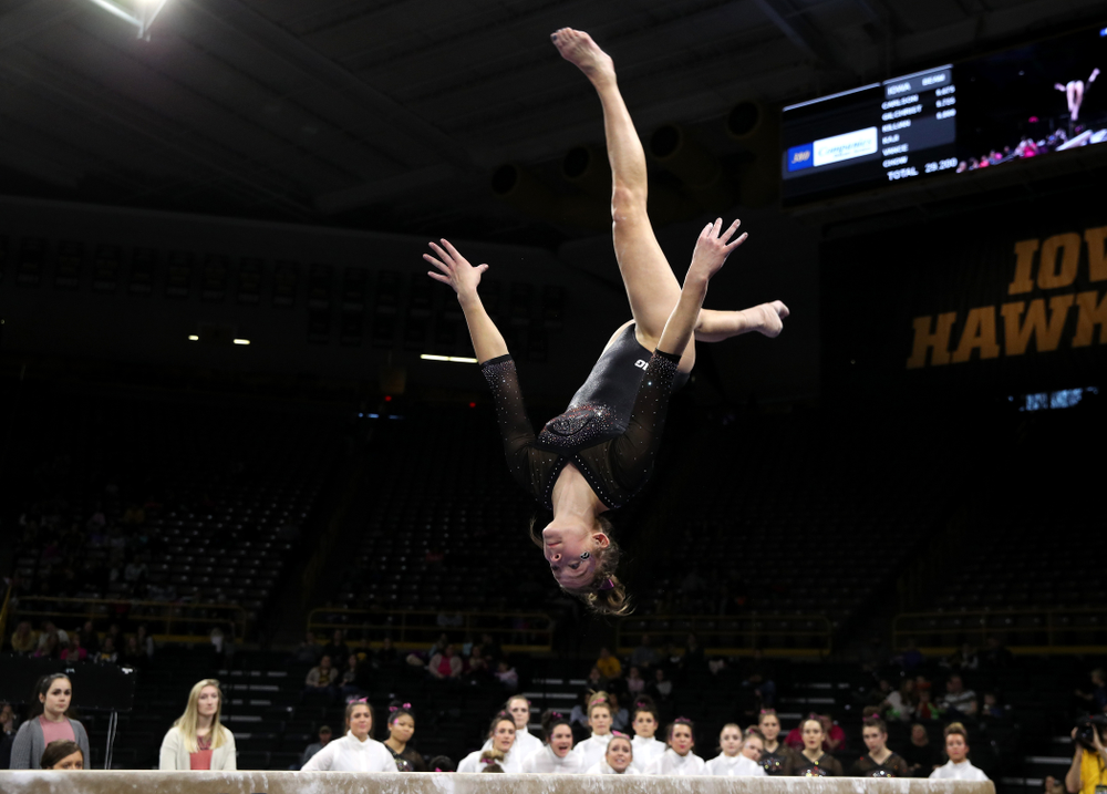 Iowa's Mackenzie Vance competes on the beam against the Minnesota Golden Gophers Saturday, January 19, 2019 at Carver-Hawkeye Arena. (Brian Ray/hawkeyesports.com)