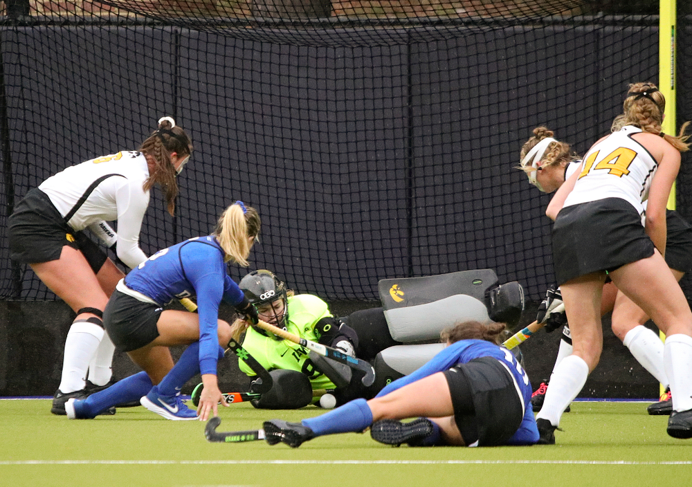 Iowa’s Leslie Speight (96) blocks a shot during the first quarter of their NCAA Tournament First Round match against Duke at Karen Shelton Stadium in Chapel Hill, N.C. on Friday, Nov 15, 2019. (Stephen Mally/hawkeyesports.com)
