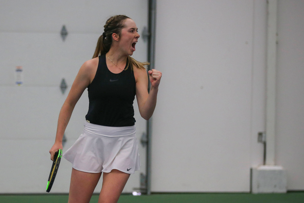 IowaÕs Samantha Mannix at womenÕs tennis senior day vs Nebraska on Saturday, April 13, 2019 at the Hawkeye Tennis and Recreation Complex. (Lily Smith/hawkeyesports.com)