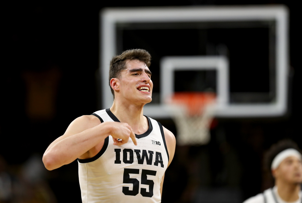 Iowa Hawkeyes forward Luka Garza (55) against the Ohio State Buckeyes Thursday, February 20, 2020 at Carver-Hawkeye Arena. (Brian Ray/hawkeyesports.com)