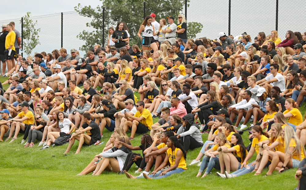 Student-athletes watch the Iowa Women’s Soccer team during the Student-Athlete Kickoff at the Iowa Soccer Complex in Iowa City on Sunday, Aug 25, 2019. (Stephen Mally/hawkeyesports.com)