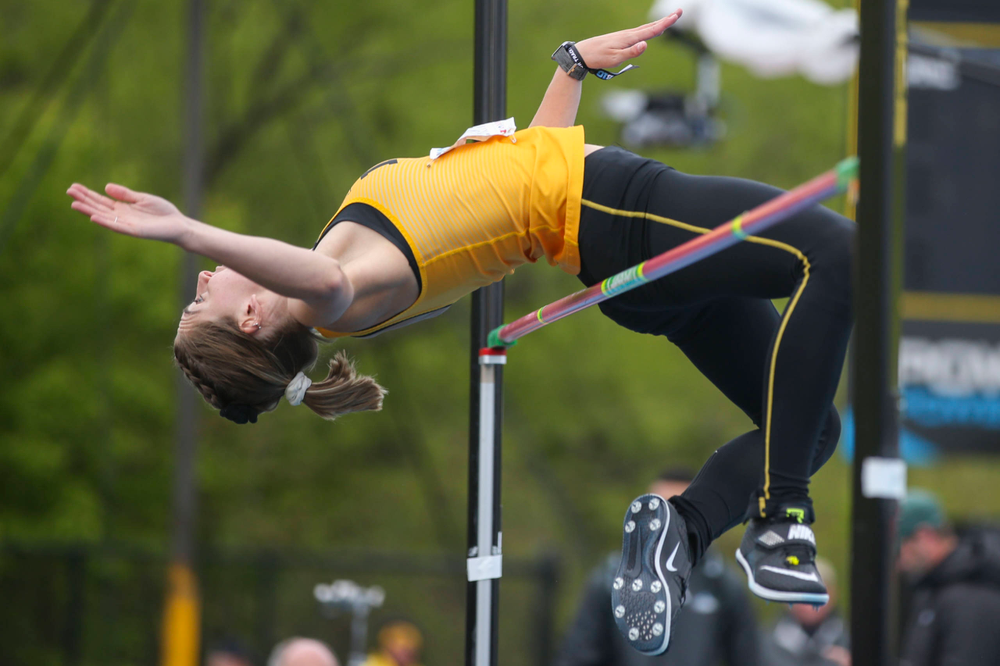 Iowa's Aubrianna Lantrip during women's high jump at Big Ten Outdoor Track and Field Championships at Francis X. Cretzmeyer Track on Sunday, May 12, 2019. (Lily Smith/hawkeyesports.com)