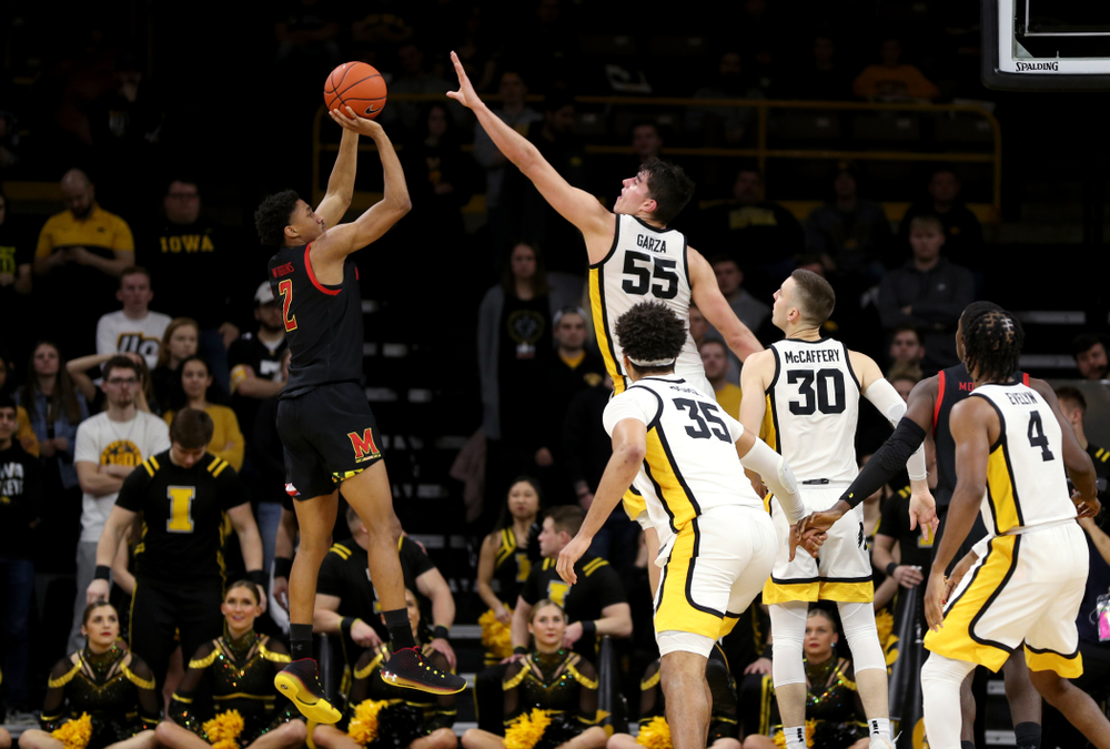 Iowa Hawkeyes forward Luka Garza (55) against the Maryland Terrapins Friday, January 10, 2020 at Carver-Hawkeye Arena. (Brian Ray/hawkeyesports.com)