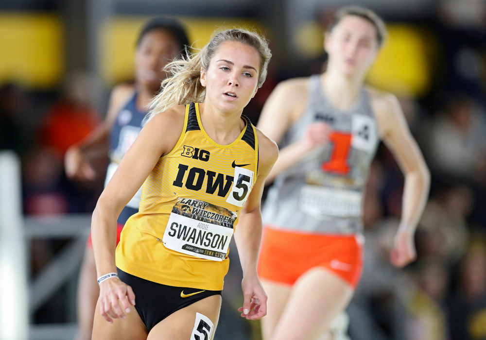 Iowa’s Addie Swanson runs the women’s 400 meter dash event during the Larry Wieczorek Invitational at the Recreation Building in Iowa City on Saturday, January 18, 2020. (Stephen Mally/hawkeyesports.com)