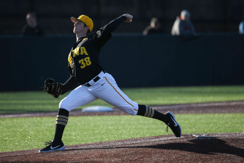 Iowa pitcher Trenton Wallace at the game vs. Bradley on Tuesday, March 26, 2019 at (place). (Lily Smith/hawkeyesports.com)