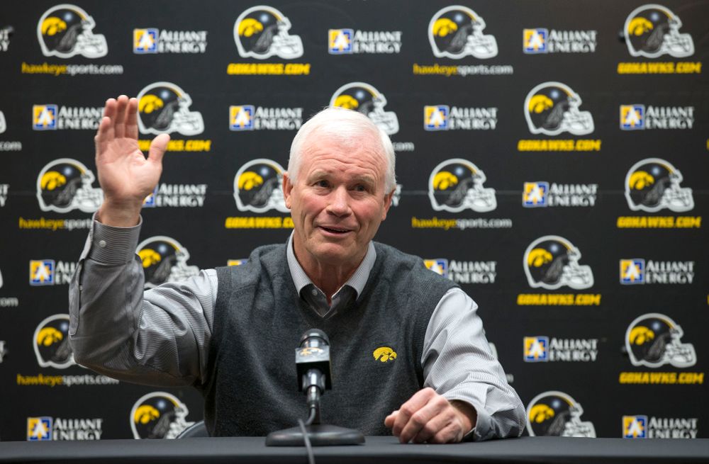 Iowa Hawkeyes defensive line coach Reese Morgan answers questions during a media avaliblity Wednesday, April 16, 2014 at the Hayden Fry Football Complex in Iowa City. (Brian Ray/hawkeyesports.com)